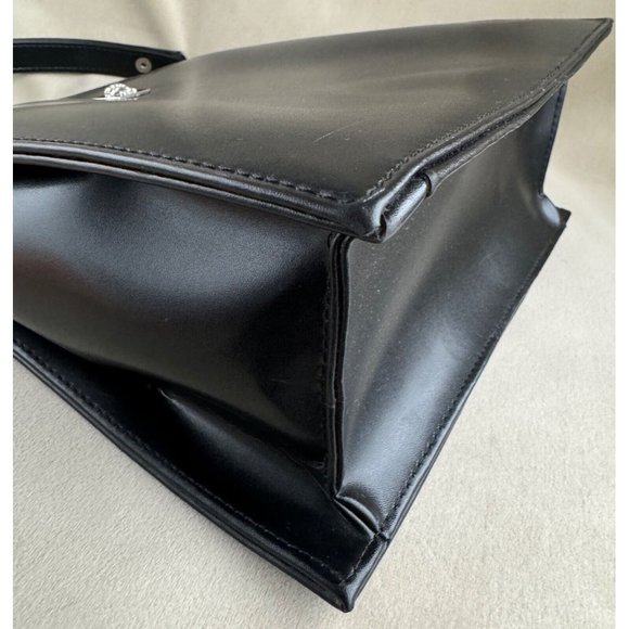 Gianni Versace Vintage Silver Medusa Tote Bag Black PU Leather - Picture 10 of 16